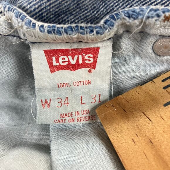 Levi's Jeans Mens 34x31 Blue Denim Regular Fit Straight Flat Front Faded Preppy - Picture 8 of 8